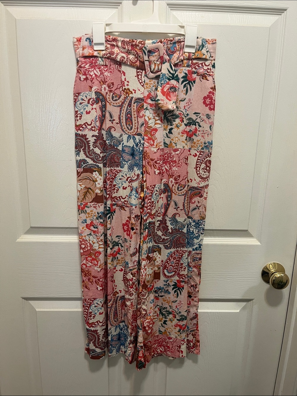 Sigrid Olsen Pink Multi Floral Paisley Wide Leg Pants